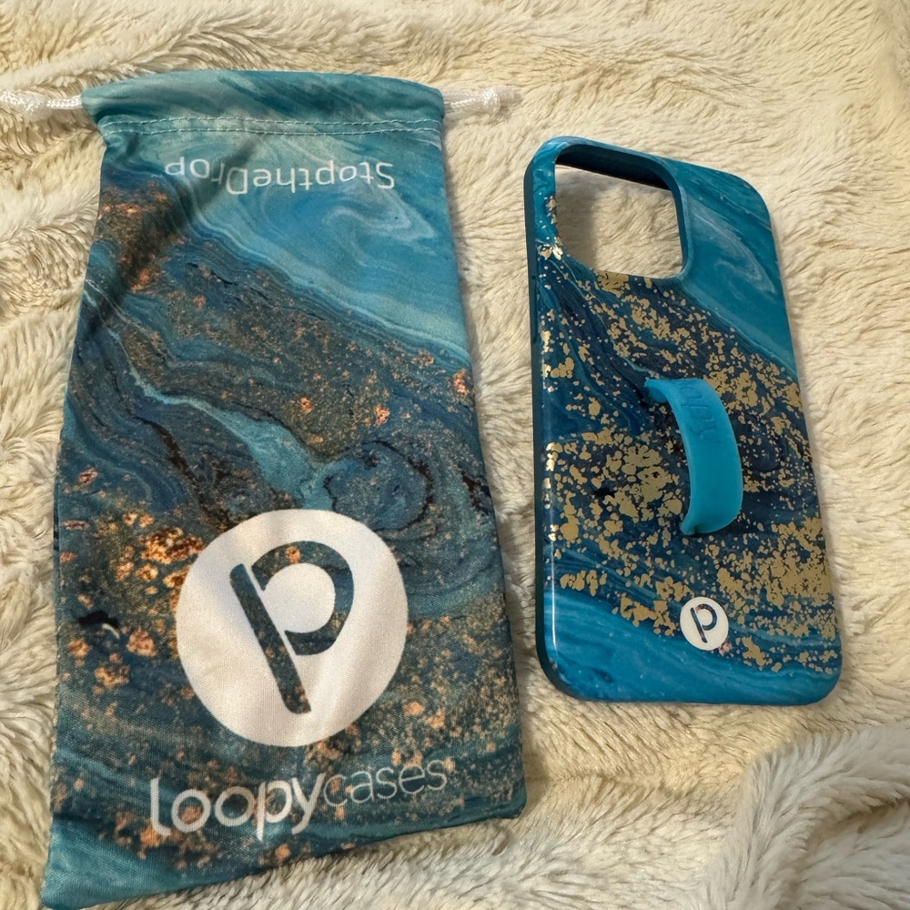 Loopy iPhone 13 Pro Case in Jasper-Teal and Gold